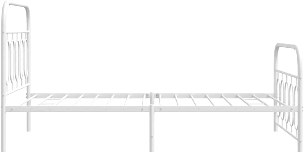 White Steel Twin Bed Frame Rectangular Modern Design for Adults, 4-Piece Set with Sturdy Metal Construction and Easy Assembly