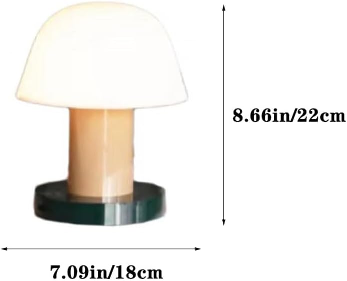 Scandinavian Vintage Bedroom Bedside StudyDesk Light Creative Warm Portable Touch Dimming Rechargeable Mushroom Shape Desk Lamp Boys Girls Room Table Lamp School Library Dormitory Lighting Fixture