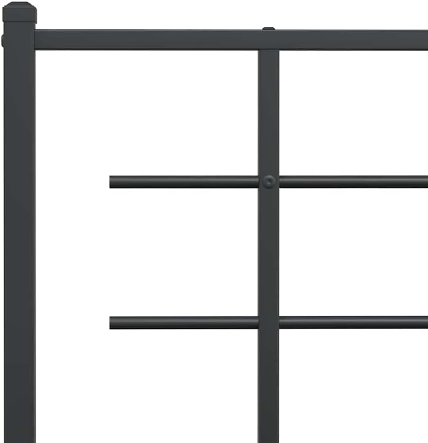 Black Powder-Coated Steel Twin Modern Bed Frame with Headboard, 4-Piece Sturdy Metal Bed Frame Set for Adults, Space-Saving Storage Design, Durable Construction