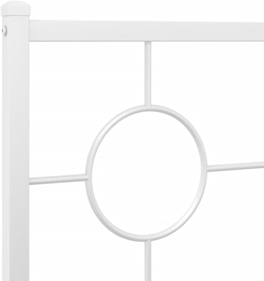 White Powder-Coated Steel Full Bed Frame with Headboard, Industrial Design for Modern Bedroom, 4-Piece Set with Ample Storage Space and Robust Construction