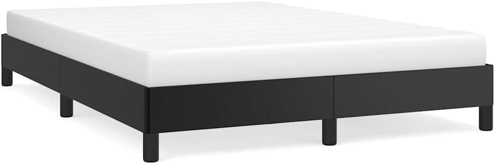 Full Size Bed Frame Black 53.9'x74.8' Platform Bed Frame with Faux Leather Upholstery Sturdy Wood Slats No Box Spring Needed Modern Bedroom Furniture