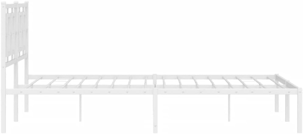 Metal Bed Frame with Headboard White Queen Platform Bed Frame 59.1'x78.7' Steel Construction Sturdy Bedframe with Underbed Storage Space for Bedroom Furniture