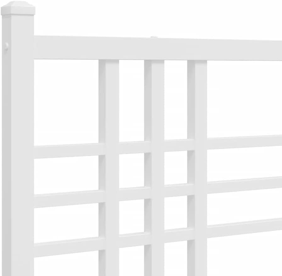 White Powder-Coated Steel Double Modern Bed Frame with Headboard, 76.0 in Wide 80.0 in Long, Durable Metal Construction for Adults and Guests, Contemporary Design, Solid