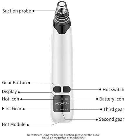 Rechargeable Face Vacuum Comedo Extractor Tool for Blackhead Whitehead Acne Removal