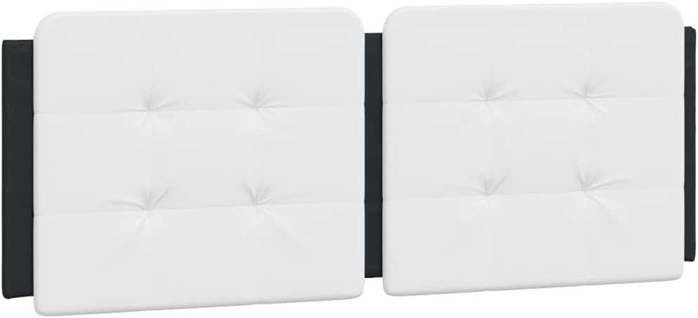 Faux Leather Bed Frame with Headboard Black and White 53.9'x74.8' Platform Bed Frame Modern Waved Design for Bedroom Furniture