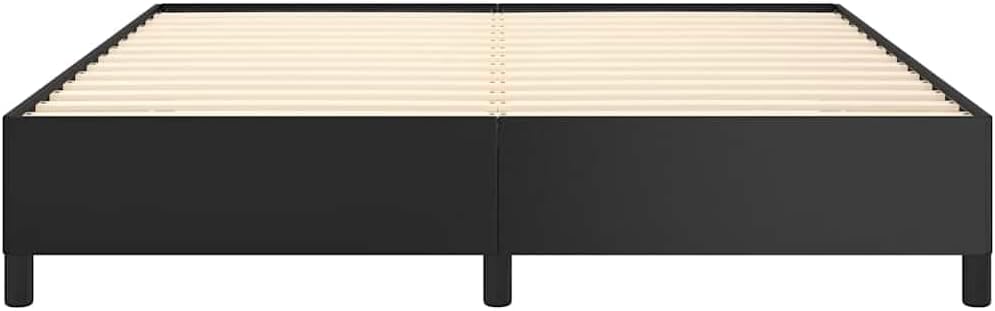 King Size Upholstered Platform Bed Frame Black Modern Minimalist Design Sturdy Engineered Wood and Faux Leather Easy Assembly for Bedroom