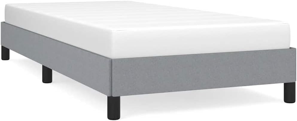 Light Grey Upholstered Twin XL Platform Bed Frame with Breathable Polyester Fabric and Sturdy Wood Construction for Modern Bedroom Guest Room or Dorm