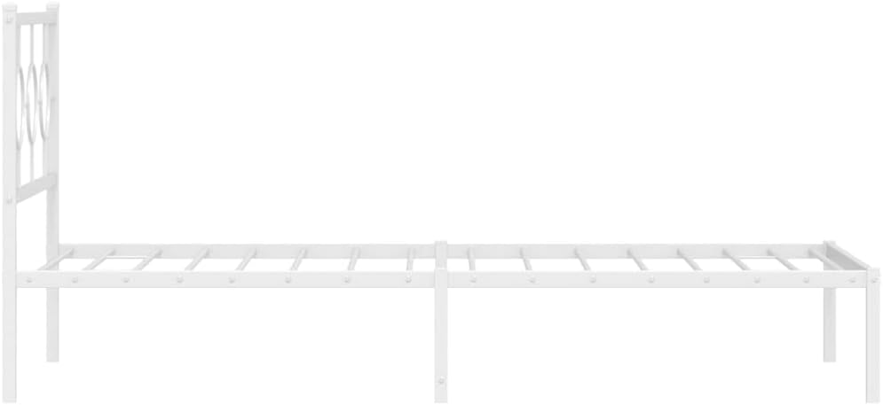 Metal Bed Frame with Headboard White 39.4'x78.7' - Sturdy Steel Platform Bed Frame for Queen Twin Mattress, Underbed Storage Space, Durable Bedframe for Bedroom Furniture