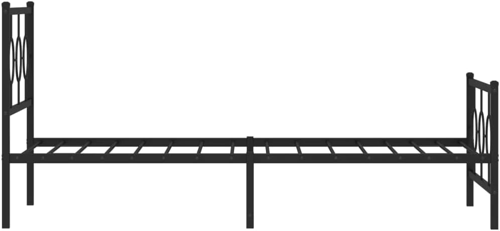 Metal Bed Frame with Footboard Queen Size Platform Bed Frame Black 39.4'x78.7' Sturdy Steel Construction Underbed Storage Space for Bedroom Furniture