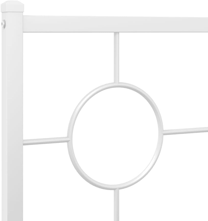 Metal Bed Frame with Headboard White 39.4'x78.7' - Sturdy Steel Platform Bed Frame for Queen Twin Mattress, Underbed Storage Space, Durable Bedframe for Bedroom Furniture