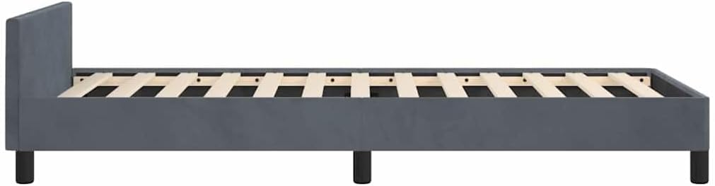 Dark Grey Velvet Twin Bed Frame with Headboard 39.4 x 77.6 Inches Upholstered Platform Bed Frame Soft Fabric Velvet Cover Modern Design Easy Assembly for Bedroom
