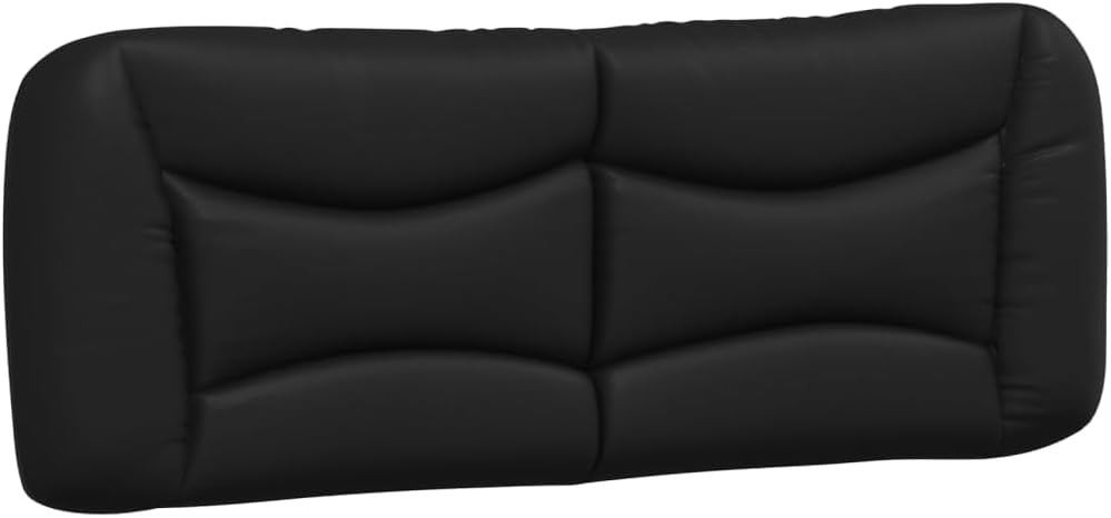 Upholstered Platform Bed Frame with Headboard Black and White Faux Leather Full Size 53.9'x74.8' Modern Wavy Design Sturdy Wood Slats Bedroom Furniture