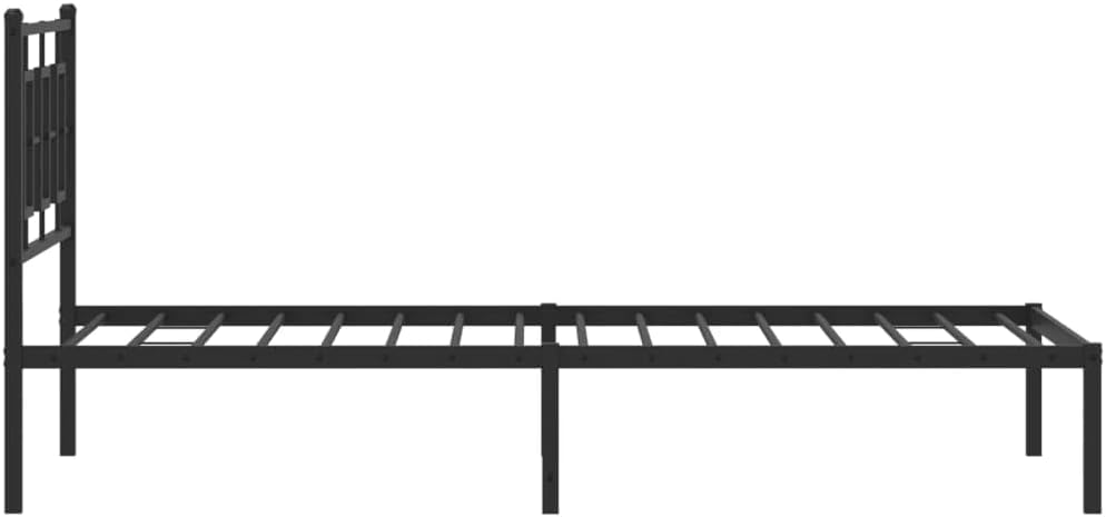 Metal Bed Frame with Headboard Black 39.4'x78.7' Queen Platform Bed Frame Steel Construction Underbed Storage Space for Bedroom Guest Room