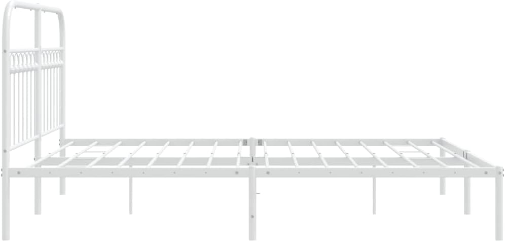 Steel Bed Frame with Headboard White Queen Size 59.1'x78.7' Platform Bed Frame Metal Slats Underbed Storage Space for Bedroom Furniture
