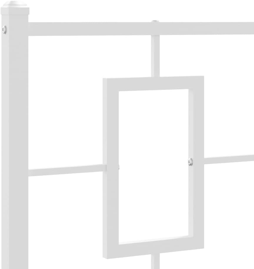 Metal Twin Bed Frame with Headboard White 39.4'x78.7' Platform Bed Frame Sturdy Steel Construction Underbed Storage Space for Bedroom Guest Room