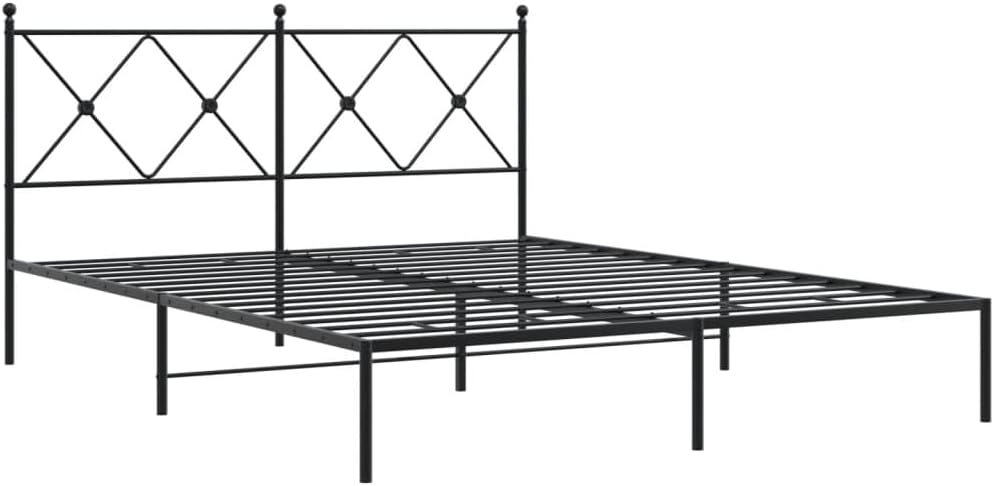 Metal Bed Frame with Headboard Black Queen Size 59.1'x78.7' Steel Platform Bed Frame Heavy Duty Support Underbed Storage Space for Bedroom Furniture