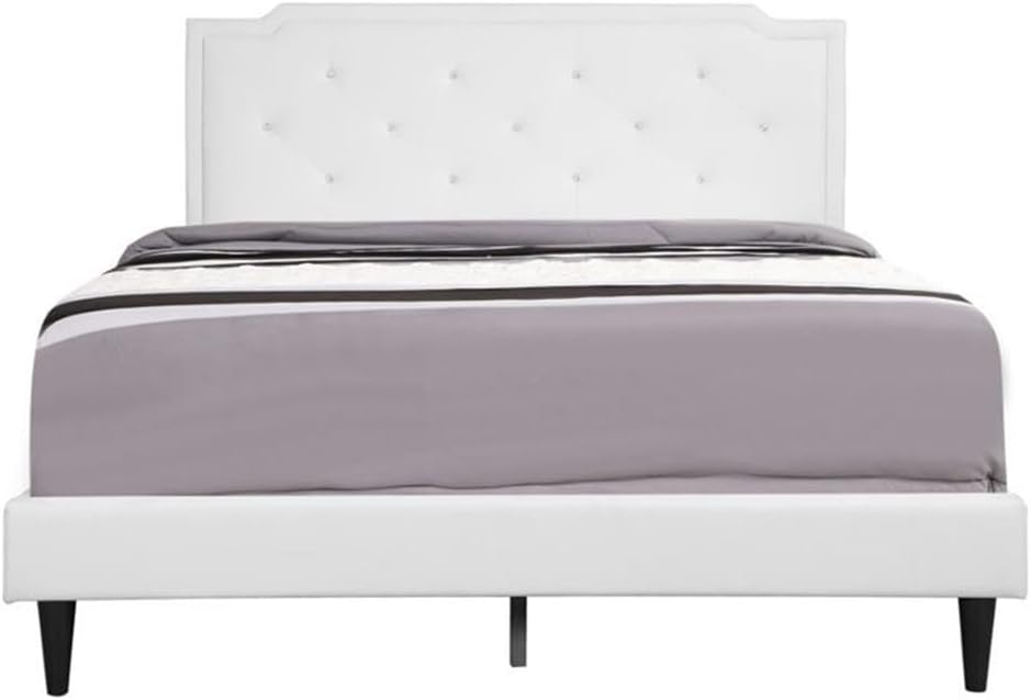 Glory Furniture Deb Faux Leather Upholstered Full Bed in White
