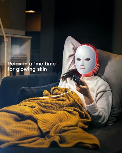 NEWKEY Red Light Therapy Mask for Face,7 Colors LED Face Mask Light Therapy, At-Home Photon Skin Care Beauty Mask for Anti Wrinkles Acne Reduction