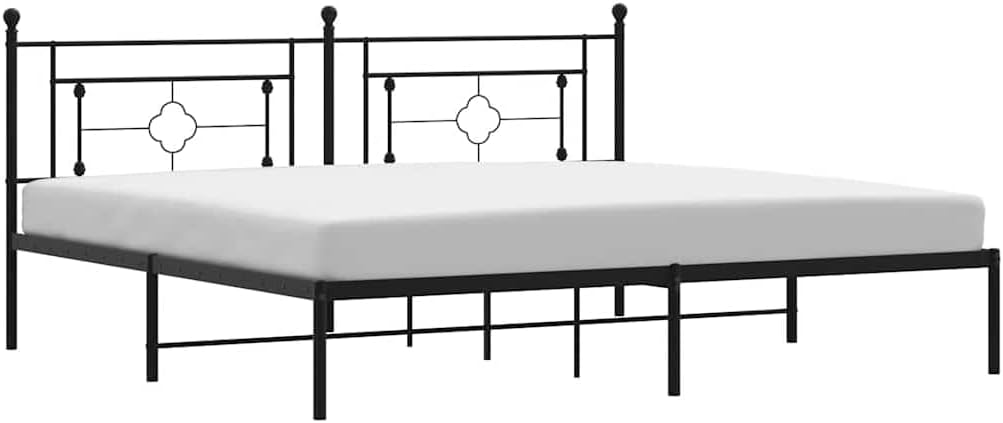 Metal Bed Frame with Headboard King Size Black Steel Platform Bed Frame with Underbed Storage Space for Bedroom Furniture