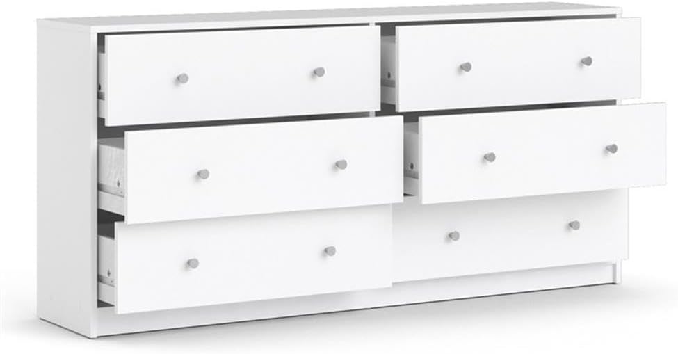 Pemberly Row 3 Piece Modern Wood Dresser and Nightstand Bedroom Set in White