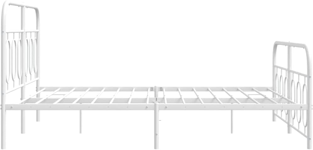 White King Size Metal Bed Frame with Platform Storage, Modern Rectangular Steel Frame for Bedroom, Durable Sturdy Construction and Easy Assembly, Smooth Matte Finish