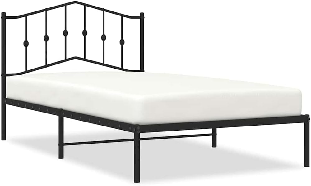 Black Steel Twin Bed Frame with Minimalist Frame Design, Modern Rectangular Structure for Bedroom, 4 Pieces Included for Enhanced Stability and Support