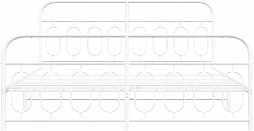 White Steel Full Bed Frame Rectangular Modern Design with Under Bed Storage and Breathable Material, Sturdy Metal Frame for Bedroom, Durable Support and Easy Assembly