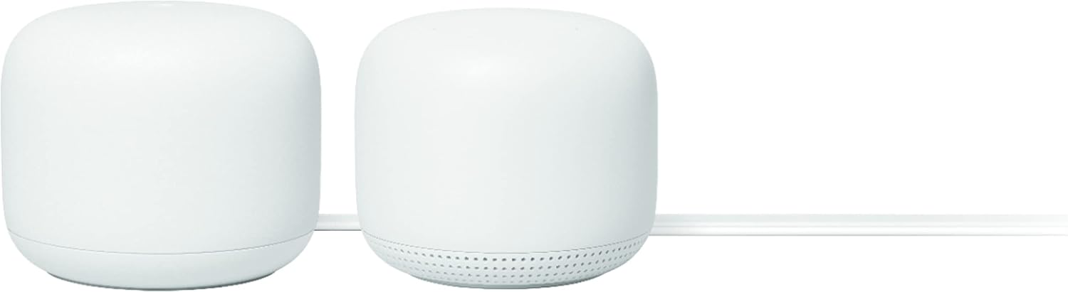 Google Nest Wifi - AC2200 (2nd Generation) Router and Add On Access Point Mesh Wi-Fi System (2-Pack, Snow)