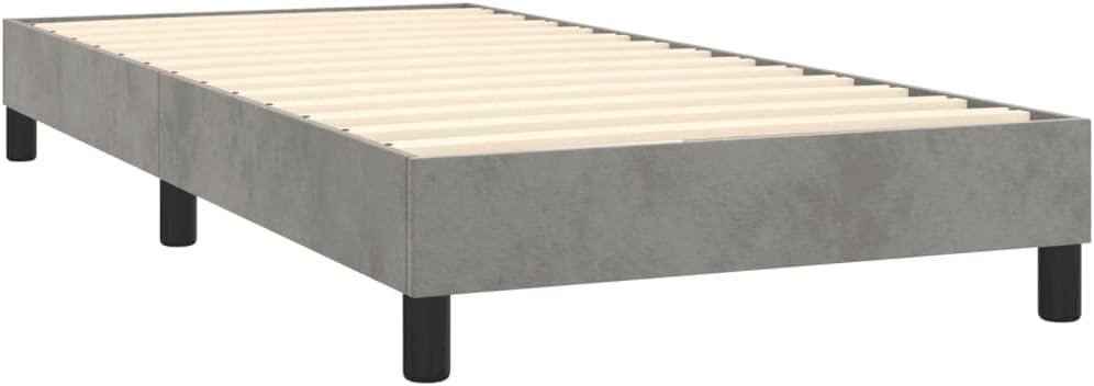 Twin XL Bed Frame Light Gray Velvet Upholstered Platform Bed Frame Modern Minimalist Design for Bedroom Sturdy Construction