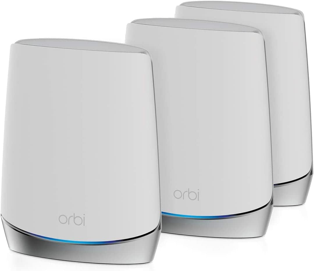 Netgear Netgear Orbi RBK753 - Wi-Fi System (Router, 2 Extenders) - Up to 7,500 Sq.ft - Mesh - GigE, 802.11ax - 802.11a/b/g/n/ac/ax - Tri-Band - RBK753-100NAS (Renewed)