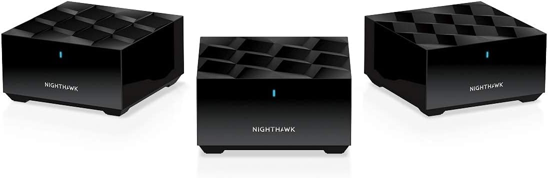NETGEAR Nighthawk Advanced Whole Home Mesh WiFi 6 System (MK63S) with Free Armor Security – AX1800 Router with 2 Satellite Extenders, Coverage up to 4,500 sq. ft. and 25+ Devices (Renewed)