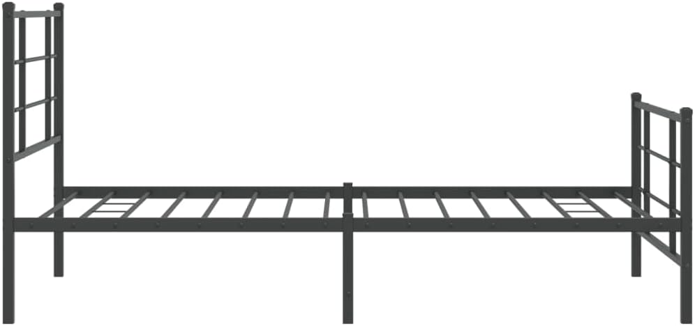 Metal Bed Frame with Footboard Black Twin Size Platform Bed Frame Sturdy Steel Construction Underbed Storage Space for Bedroom, Guest Room