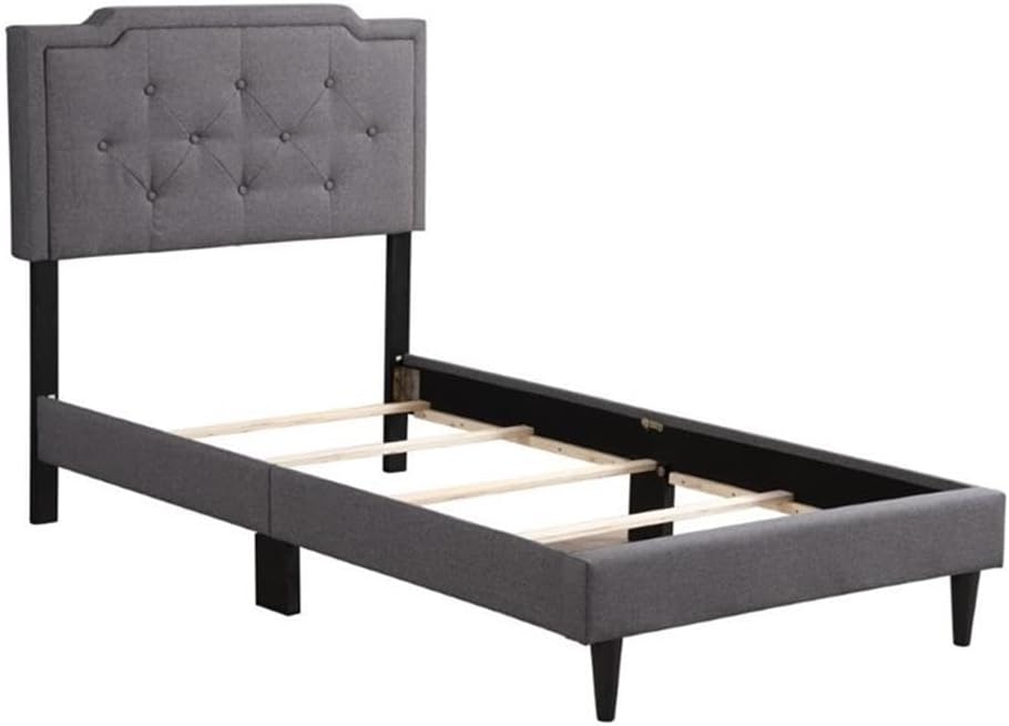 Glory Furniture Deb Fabric Upholstered Twin Bed in Gray