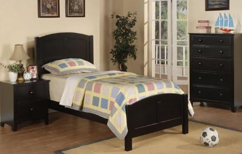 Beautiful Twin Size Bed in Black Finish Set PDS f90208 f40236 f40237