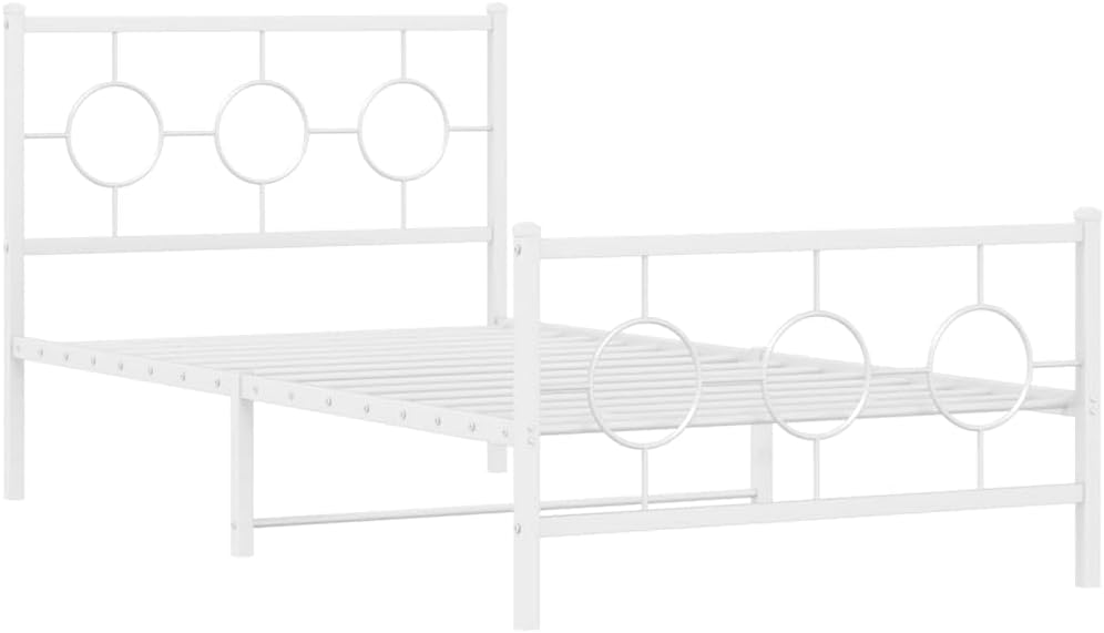 Twin Bed Frame White Metal Steel Industrial Platform Bed with Underbed Storage Space Minimalist Design for Modern Bedroom Guest Room