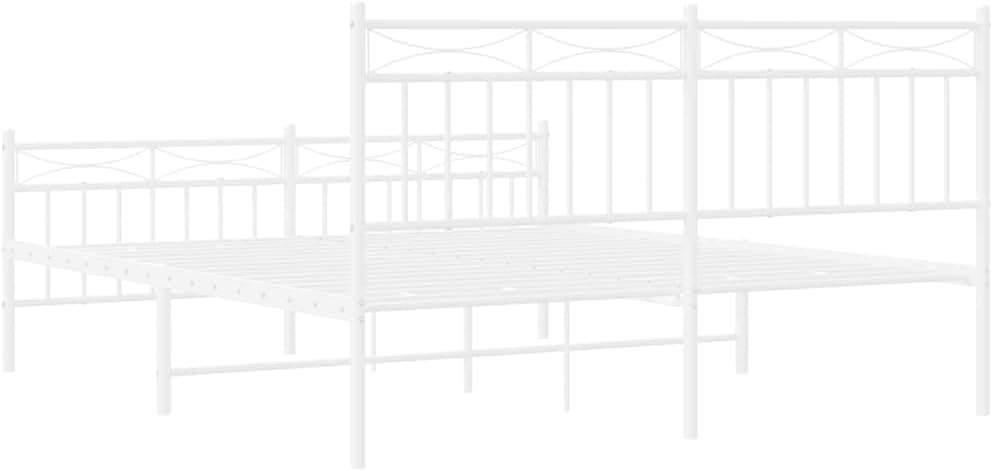 King Size Bed Frame White Powder-Coated Steel, 4-Piece Sturdy Metal Platform with Open Base for Underbed Storage and Easy Assembly, Timeless Design for Bedroom, Durable