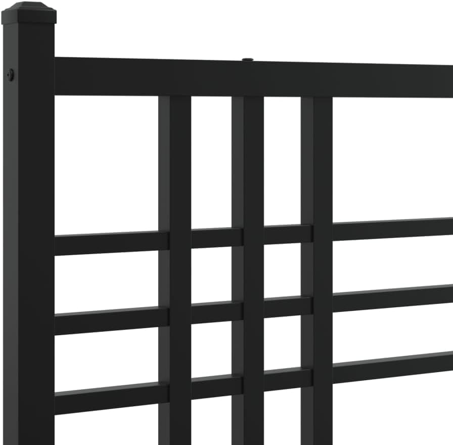 King Size Bed Frame Black Powder-Coated Steel Modern Platform Bed with Headboard Sturdy Metal Frame for Master Bedroom or Guest Room