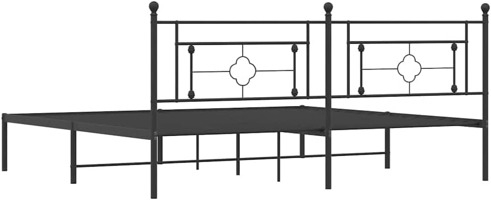 Metal Bed Frame with Headboard King Size Black Steel Platform Bed Frame with Underbed Storage Space for Bedroom Furniture