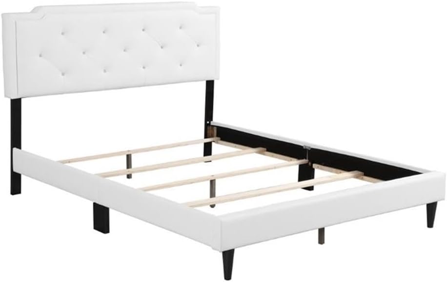 Glory Furniture Deb Faux Leather Upholstered Full Bed in White