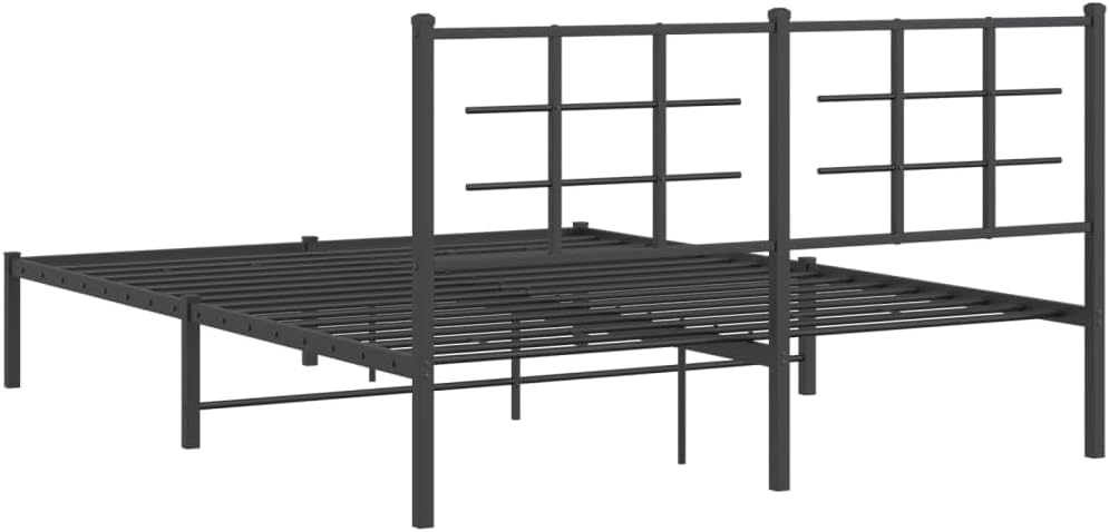 Queen Metal Bed Frame with Headboard Black Steel Platform Bedframe Sturdy Support Underbed Storage Space for Bedroom