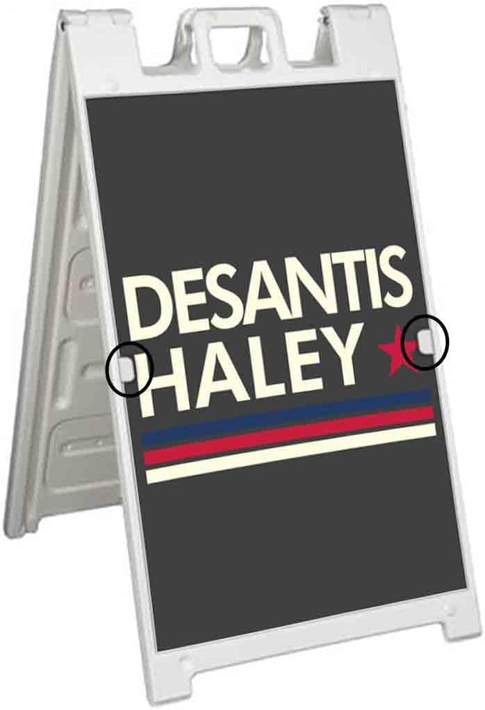 Desantis Haley 2024 (24' X 36') Deluxe A-Frame Signicade, Includes 2 Removable Panels & Stand | Election, Political, Republican, Vote