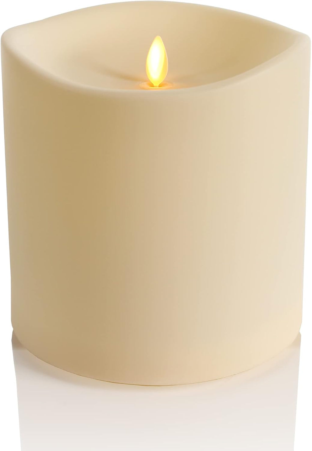Luminara Realistic Artificial Moving Flame Outdoor Pillar Candle IPX4 - Moving Flame LED Battery Operated Lights for Outside Christmas, Halloween - Remote Included - Ivory - 6' x 6'