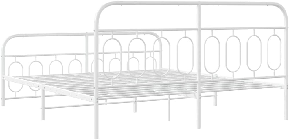 White Steel Full Bed Frame Rectangular Modern Design with Under Bed Storage and Breathable Material, Sturdy Metal Frame for Bedroom, Durable Support and Easy Assembly