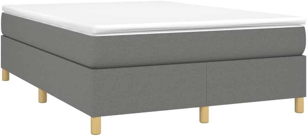 Full Upholstered Platform Bed Frame Dark Gray Fabric Modern Bedroom Furniture