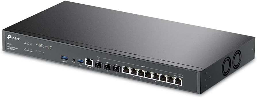 TP-Link ER8411 Enterprise Wired 10G VPN Router - Up to 10 WAN Ports, High Network Capacity, SPI Firewall, Support Omada SDN, Load Balance, Lightning Protection, 5 Yr Manufacturer Warranty, Dual-Band