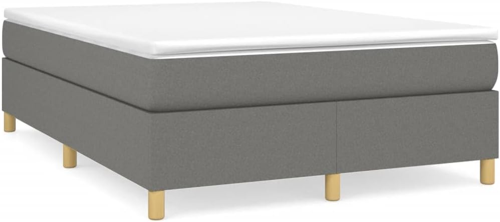Full Upholstered Platform Bed Frame Dark Gray Fabric Modern Bedroom Furniture