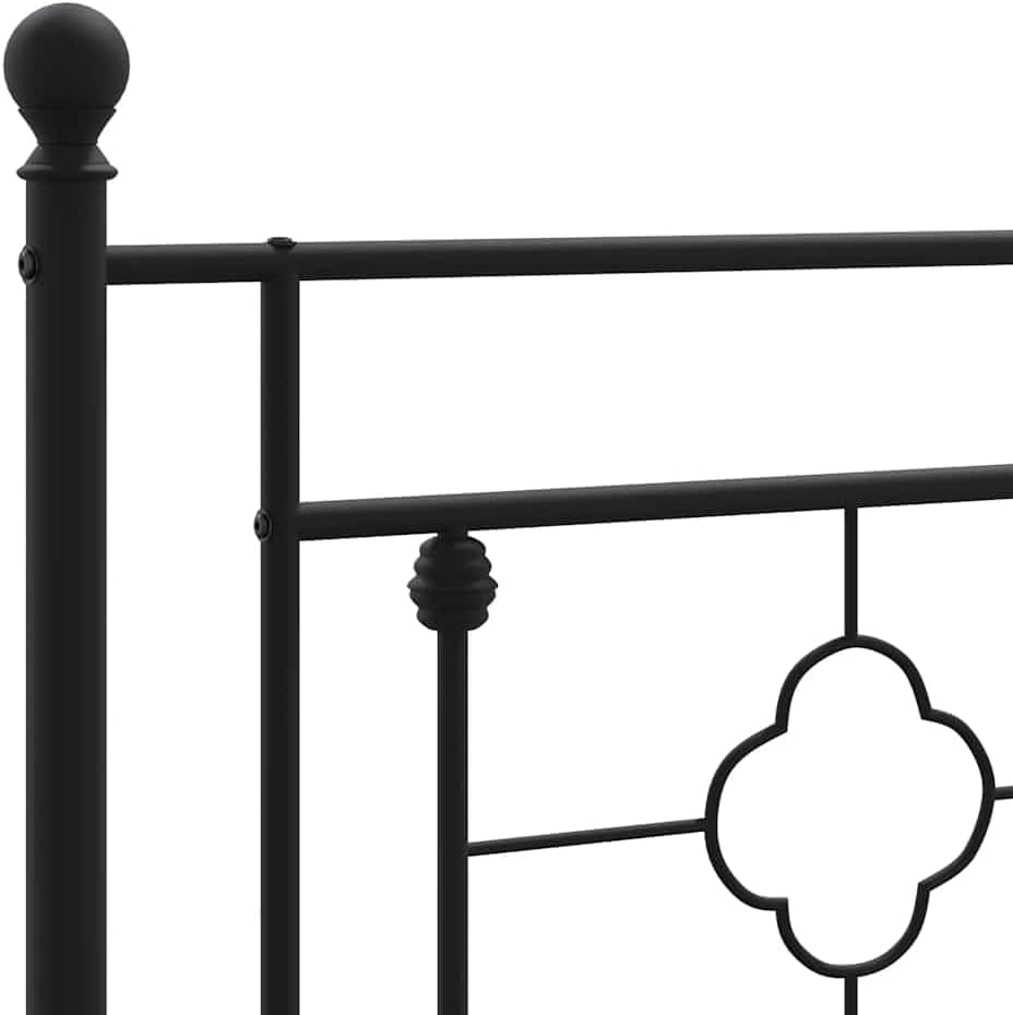 Metal Bed Frame with Footboard Black 39.4'x78.7' Queen/Twin Size Platform Bed Frame Sturdy Steel Construction Underbed Storage Space for Bedroom Guest Room