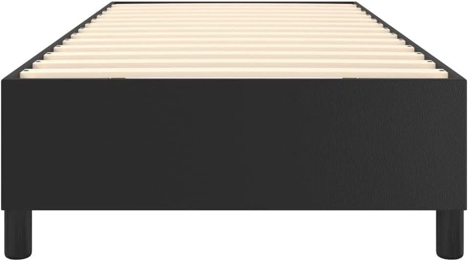 Twin XL Upholstered Bed Frame Black Faux Leather with Cushioned Headboard Stylish and Durable for Bedroom Guest Room or Dorm