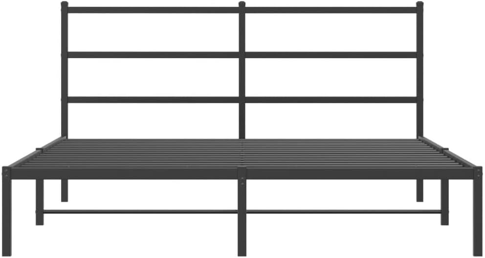 Metal Queen Bed Frame with Headboard Black 59.1'x78.7' Steel Platform Bed Frame Heavy Duty Bedframe with Underbed Storage Space for Bedroom Furniture