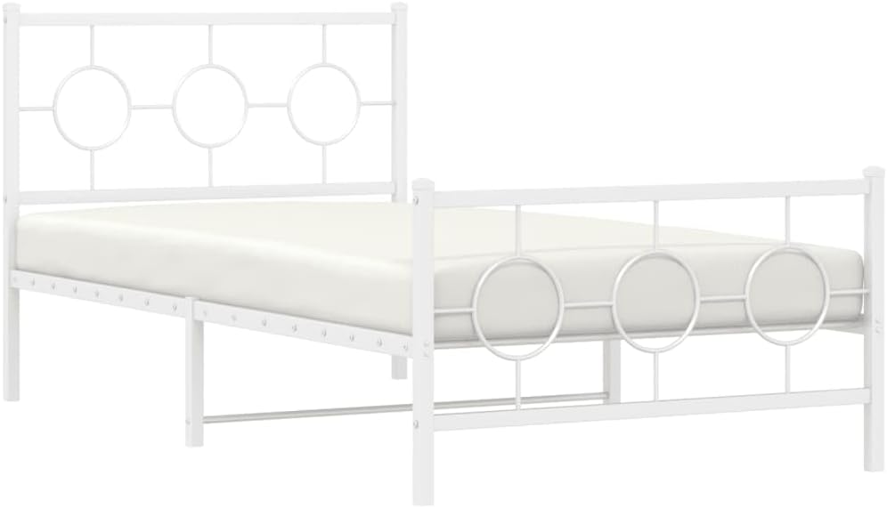 Twin Bed Frame White Metal Steel Industrial Platform Bed with Underbed Storage Space Minimalist Design for Modern Bedroom Guest Room